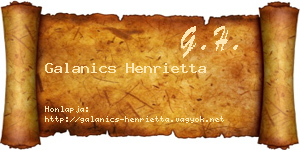Galanics Henrietta névjegykártya